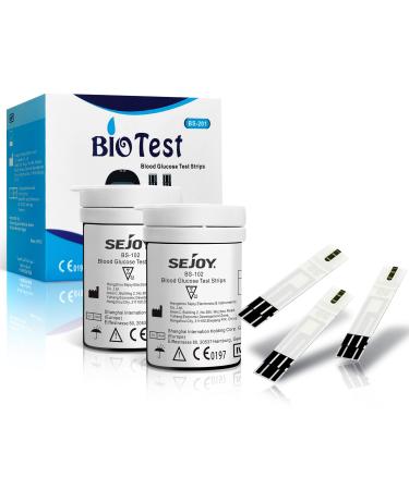 Sejoy Diabetes Test Strips Blood Glucose Test Strips x 100 Blood Glucose Strips Blood Sugar Test Strips for UK Diabetics in mmol/L Test Strips for BG-201/BG-202/BG-203 Blood Glucose Monitor 100 Test Strips