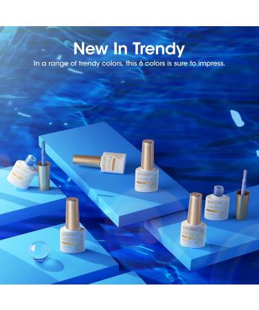 Gellen Gel Nail Polish Set - 6 Blue Gray White Colors | Soak Off LED Nail Kit for Spring Summer | Perfect Valentine Gift for Women & Girls - A3 Ocean Blue - Buy Online on GoSupps.com