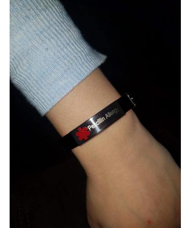 Custom Adjustable Silicone Medical Alert Bracelet for Food Allergies | Free Engraving | Emergency ID for Women Men & Kids - Buy Online on GoSupps.com