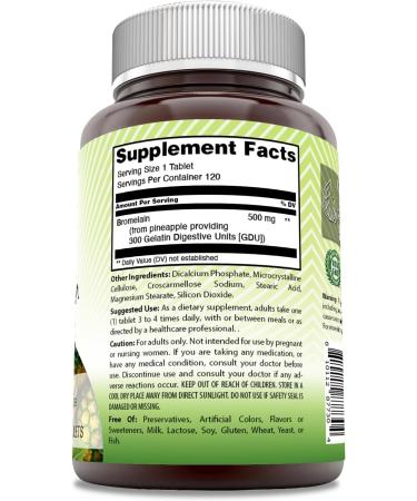 Amazing India Bromelain Supplement | 500 Mg per Serving | 120 Tablets | Non-GMO | Free | Made in USA - Buy Online on GoSupps.com