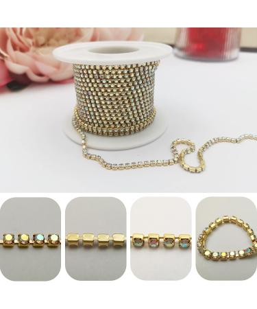 LYFJXX 2MM Crystal AB Rhinestone Trim - 10 Yard Roll for DIY Jewelry Crafts (Gold) - Buy Online on GoSupps.com