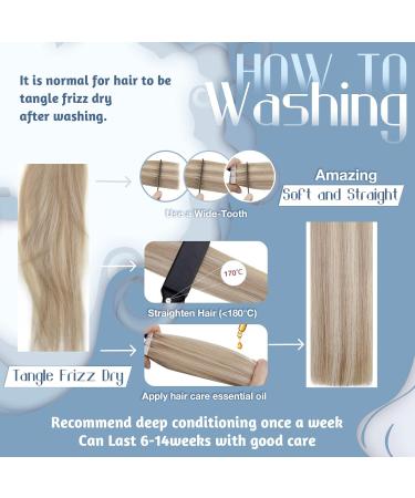 Ash Blonde Tape in Hair Extensions Human Hair Tape on Extensions Remy Human Hair Tape in Hair Extensions 18/613 Blonde Highlighted 22Inch 50g - Buy Online on GoSupps.com