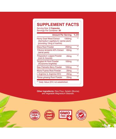 Horny Goat Weed and Maca Extract for Immune Support and Energy Boost - 60 Capsules - Buy Online on GoSupps.com