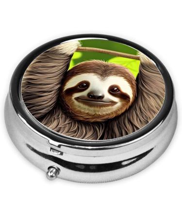 Cute Sloth Round Pill Box - 3 Compartment Portable Travel Organizer for Easy Medication Management - Buy Online on GoSupps.com