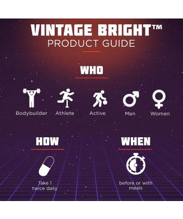 Vintage Bright Natural Nootropic Supplement - Focus Energy & Memory Enhancement Formula - 60 Veggie Caps - Buy Online on GoSupps.com