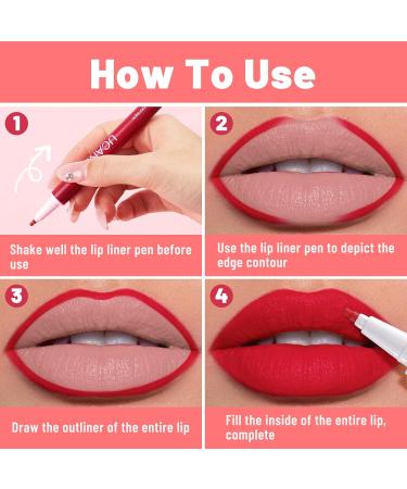 UCANBE 3 Pcs Liquid Lip Stain Tint - Nude Matte Red Lip Liner Marker | Long-lasting Waterproof Smudge-Proof Makeup - Buy Online on GoSupps.com