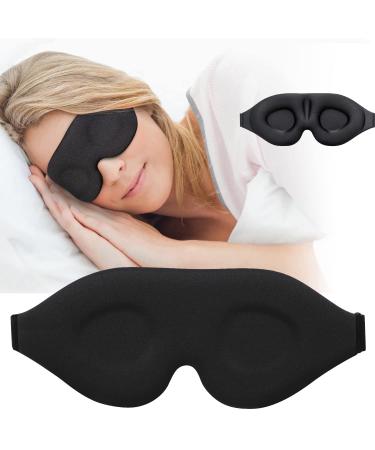 3D Sleep Mask, New Arrival Sleeping Eye Mask for Women Men, Contoured Cup Night Blindfold, Luxury Light Blocking Eye Cover, Molded Eye Shade with Adjustable Strap for Travel, Nap, Meditation, Black