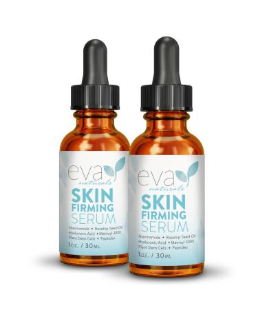 Eva Naturals Skin Firming Serum (1oz) - Day or Night Serum Instantly Firms Loose Skin and Refines Wrinkles - With Plant-Derived Amino Acids, Hyaluronic Acid, Peptides and Niacinamide - (2 Pack) 1 Fl Oz (Pack of 2)