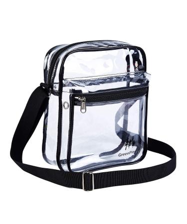 Clear Messenger Bag for Work & Business Travel for Men & Women,Stadium Approved ,Cross-Body Shoulder Bag Black