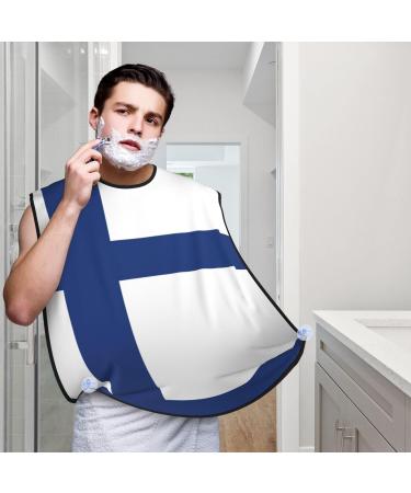 Finnish Flag Print Beard Bib Apron for Men | Beard Hair Catcher & Trimming Cape Cloth | Black - Buy Online on GoSupps.com