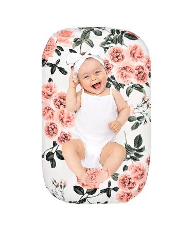 Eurobuy Baby Loungers Cover Floral Newborn Lounger Cover Removable Slipcover Washable Soft Lounger Cover Nest Cover for Baby Boys Girls(Lounger not Included) Rose pattern