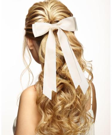 MUNSKT 3PCS Hair Bows Clip Black White Hair Bow with Long Silky Satin French Hair Bows for Women - Buy Online on GoSupps.com
