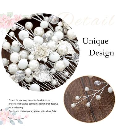 Vakkery Silver Pearl Crystal Wedding Hair Comb - Bridal Hairpiece & Flower Headpiece for Brides & Bridesmaids - Buy Online on GoSupps.com