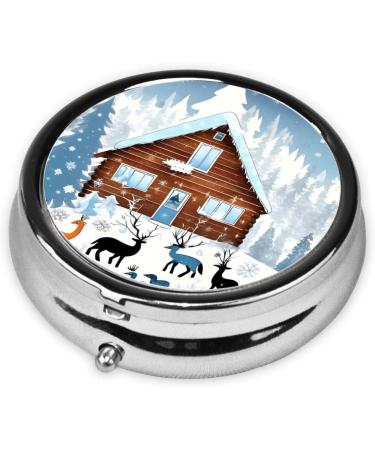 Winter Fawn Round Pill Box Organizer - 3 Compartment Travel Pill Box for Easy Medication Storage - Ideal for International Shipping - Buy Online on GoSupps.com