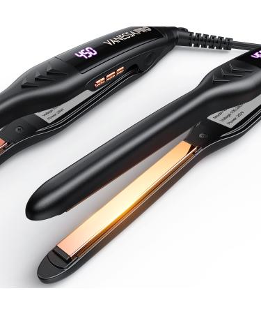 VANESSA PRO Pencil Flat Iron, 100% Pure Titanium Flat Iron for One Pass to Achieve a Sleek Look, Curls Beautifully & Straightens Well - 0.3 inch 0.3 Inch Flat Iron