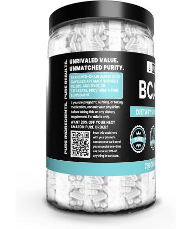 Buy Pure Original Ingredients BCAA - 730 Capsules | No Fillers Lab Verified Pure Quality for Enhanced Muscle Recovery - Buy Online on GoSupps.com