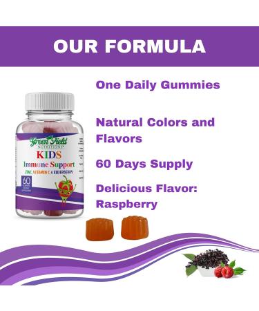 Greenfield Nutritions Halal Immune Support Elderberry Gummies for Kids - Supports Your Immune System Naturally with Halal Zinc and Vitamin C Gummy Halal Vitamins - 60 Delicious Kids Gummy Vitamins - Buy Online on GoSupps.com