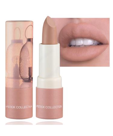 Matte Nude Lipstick Nude Paper Tube Nude Matte Lipsticks for Women Bold & Intense Colors Non-Stick Cup Not Fade Silky Smooth Velvet Lip Gloss Set Nude Lip Stick Fashion Matte Lipstick Lip Makeup(Nude) 02