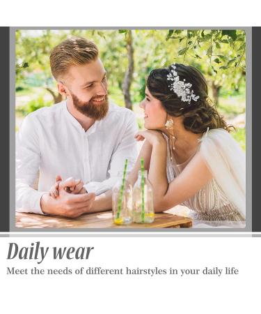 Silver Bridal Hair Comb Set - Wedding Hair Vine with Pearls and Rhinestone Flower Hair Pins - Buy Online on GoSupps.com