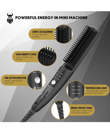Vikicon Electric Beard Straightener for Men - Quick Heating Mini Brush Comb for Smooth Styling of Long & Short Beards - Ionic Hair Iron Black - Buy Online on GoSupps.com