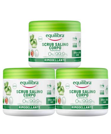 Equilibra Equilibra Nourishing Exfoliating Body Scrub with Sea Salts Natural Oils and Plant Extracts with 99.9% Naturally Derived Ingredients - 3 x 600g Jars