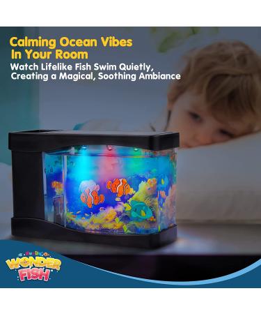Artificial Fish Tank Virtual Ocean Toy | Mini Desk Aquarium with LED Lights and Moving Fish | Colorful Backgrounds | Kids Gift - Buy Online on GoSupps.com