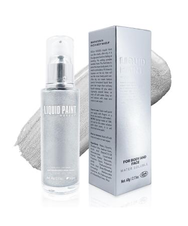 Winnrchan Metallic Glow Body Lotion 60g Shimmering Moisturizer High Glow Liquid Foundation Waterproof Long Lasting Face Cream with Glitter for Radiant Skin Silver One Size