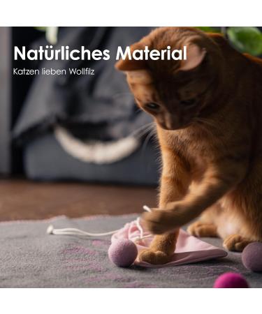 Lucybalu X Hello Kitty Cat Toy Filz Balls | Natural Cat Play Balls from Nepal | Set of 6 Pink | Fun Eco-Friendly Toys for Cats - Buy Online on GoSupps.com