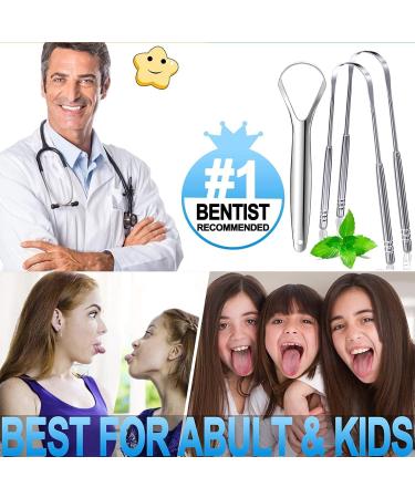 Tongue Scraper & Cleaner - 100% Stainless Steel Fights Bad Breath 3 Pack for Adults & Kids | Optimal Oral Care - Buy Online on GoSupps.com