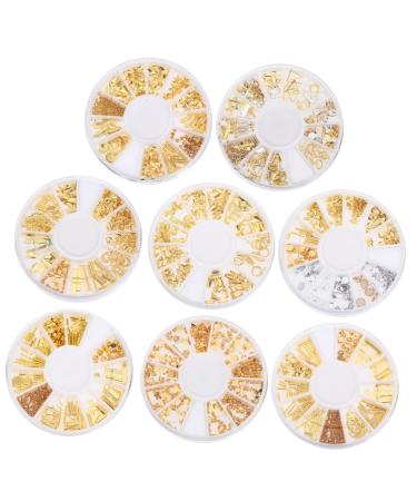 Beavorty 8 Boxes Alloy nail decoration nail embellishments metal nail studs moon nail studs nail art sequins nail star studs jewelry accessories metal decor plastic hollow out 3d confetti