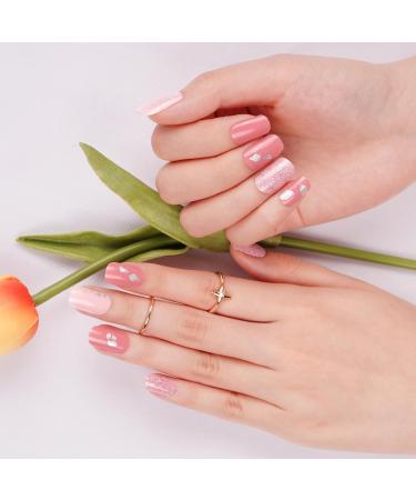 DANNI & TONI 28-Piece Semi Cured Gel Nail Polish Strips - Pink Sands Playful Design - Buy Online on GoSupps.com