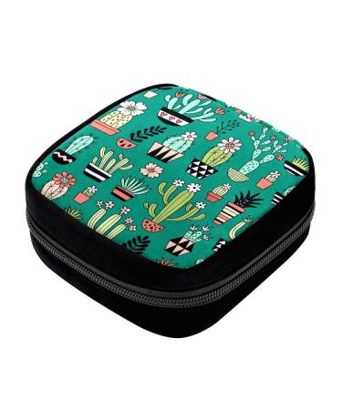 GIAPB Period Bag Sanitary Napkin Storage Bag Pad Holder for Period Makeup Pouch Cartoon Succulents Plants Color2454