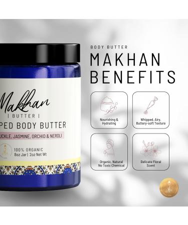 Buy Makhan Organic Whipped Body Butter - Honeysuckle Neroli Orchid & Jasmine Scented - All Natural No Preservatives Reiki Infused - International Shipping Available - Buy Online on GoSupps.com