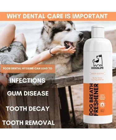 Dog Breath Freshener | Stop Bad Dog Breath! Dental Water Additive 237ml | Anti Plaque Anti Tartar Dog Mouthwash | Natural Dog Oral Care 237ml Breath Freshner - Buy Online on GoSupps.com
