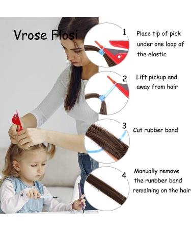 Vrose Flosi Hair Tie Cutter For Kids - 2 Topsy Tail Hair Tool & 3 Red Cutter & 500 Black Hair Elastics - No Damage Easy Grip Removal Pattern Hair Products Cute Hair Stylist Gifts For Women & Girls - Buy Online on GoSupps.com