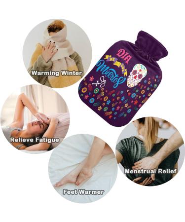 Shop Naanle Skull Dia de los Muertos Hot Water Bottle - 2L Transparent Cover for Pain Relief & Heat Therapy - Buy Online on GoSupps.com