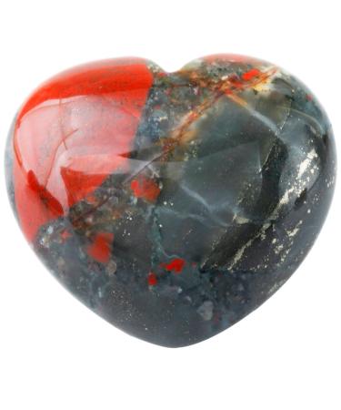 Nupuyai Africa Bloodstone Heart Palm Worry Stone for Chakra Reiki Healing Crystal Love Stone for Home Decoration 45mm Multicolour/Africa Bloodstone/45x40mm
