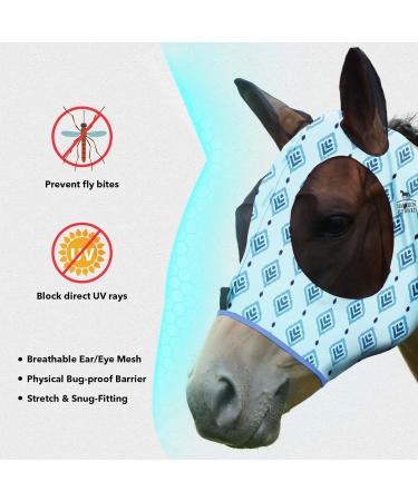 Harrison Howard Fly Mask for Horses - XL Extra-Full Comfortable & UV Protection Light Blue (Nature Aztec) - Best ECommerce Shipping Worldwide - Buy Online on GoSupps.com