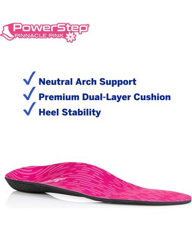 Powerstep Pinnacle Pink Arch Support Insoles for Women | Plantar Fasciitis Relief | Orthotic Shoe Inserts EU 37/37.5 - Buy Online on GoSupps.com