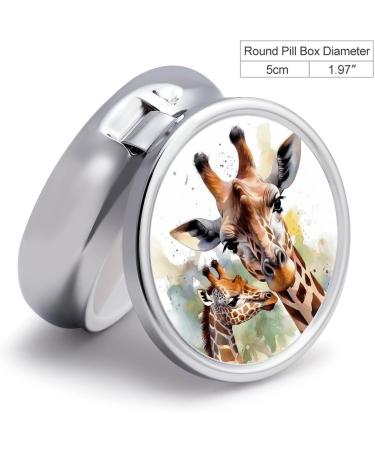 Meta Title: "Travel Pill Box with 3 Compartments - Watercolor Deer & Giraffe Print - Portable Pill Organizer for Purse & Pocket - Buy Online on GoSupps.com