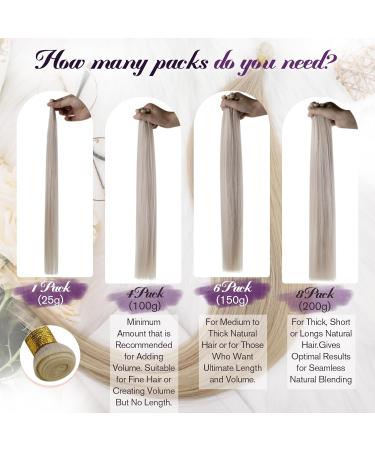 Laavoo Real Hair Extensions - 25g Bleach Blonde Tresses for Seamless Sewing - Virgin Human Hair - 55cm #1000 - Buy Online on GoSupps.com