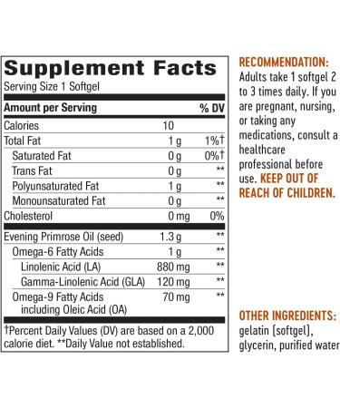 Nature's Way Evening Primrose Oil 1300 mg - Max Strength 60 Softgels for Hormonal Balance - Buy Online on GoSupps.com