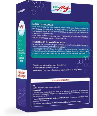 OLIGOCEAN-AQUAMAG-Plasma Marine Magnesium from the Breton Coast-Remineralization Reduce Fatigue-Made in France - 20 ampoules of 10 ml - Buy Online on GoSupps.com