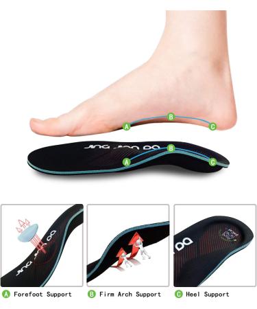 DACAT Orthopedic Shoe Inserts for Heel Spur Relief - Men's & Women's Insoles for Flat Feet & Plantar Fasciitis - EU Size 35-36 - Black - Buy Online on GoSupps.com