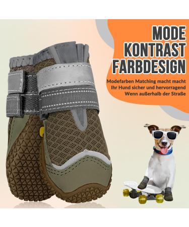 Eyin Dog Shoes - Breathable Paw Protection Non-Slip Sole Reflective Velcro 4 Pieces Sizes for Small to Large Dogs - Perfect for Outdoor Sports (Brown Size 0) - Buy Online on GoSupps.com