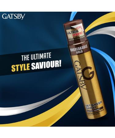 Gat-sby Set & Keep Hair Spray - Ultra Hard 250ml Hair Spray For Salon Like Finish Quick Drying Long Lasting Hold No Flaking Natural Shine Contains UV Ray Protector & Easy Wash Off - Buy Online on GoSupps.com