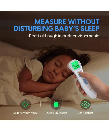 Baby Forehead Thermometer Fast and Accurate Reading Non-Contact Digital Fever Thermometer Color Coded Alert Display Infra - Buy Online on GoSupps.com