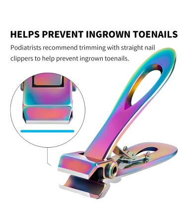EBEWANLI Straight Toenail Clippers | 17mm Extra Wide, Heavy Duty for Thick Nails | 2 Piece Set for Seniors, Women, Men | Rainbow Color - Buy Online on GoSupps.com