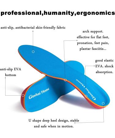 Orthotics Insoles for Flat Feet & Plantar Fasciitis | Arch Supports for Men & Women Shoes | Comfort & Pain Relief | 127-BLUE - Buy Online on GoSupps.com