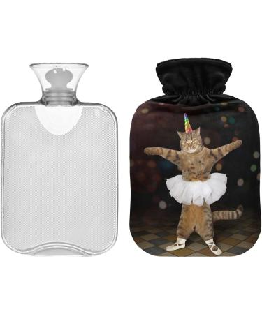 Naanle Cat Ballet Dancer Hot Water Bottle - 1L | Transparent Cover for Bed & Pain Relief | Ideal Hand & Foot Warmer | Heat & Cold Therapy - Buy Online on GoSupps.com